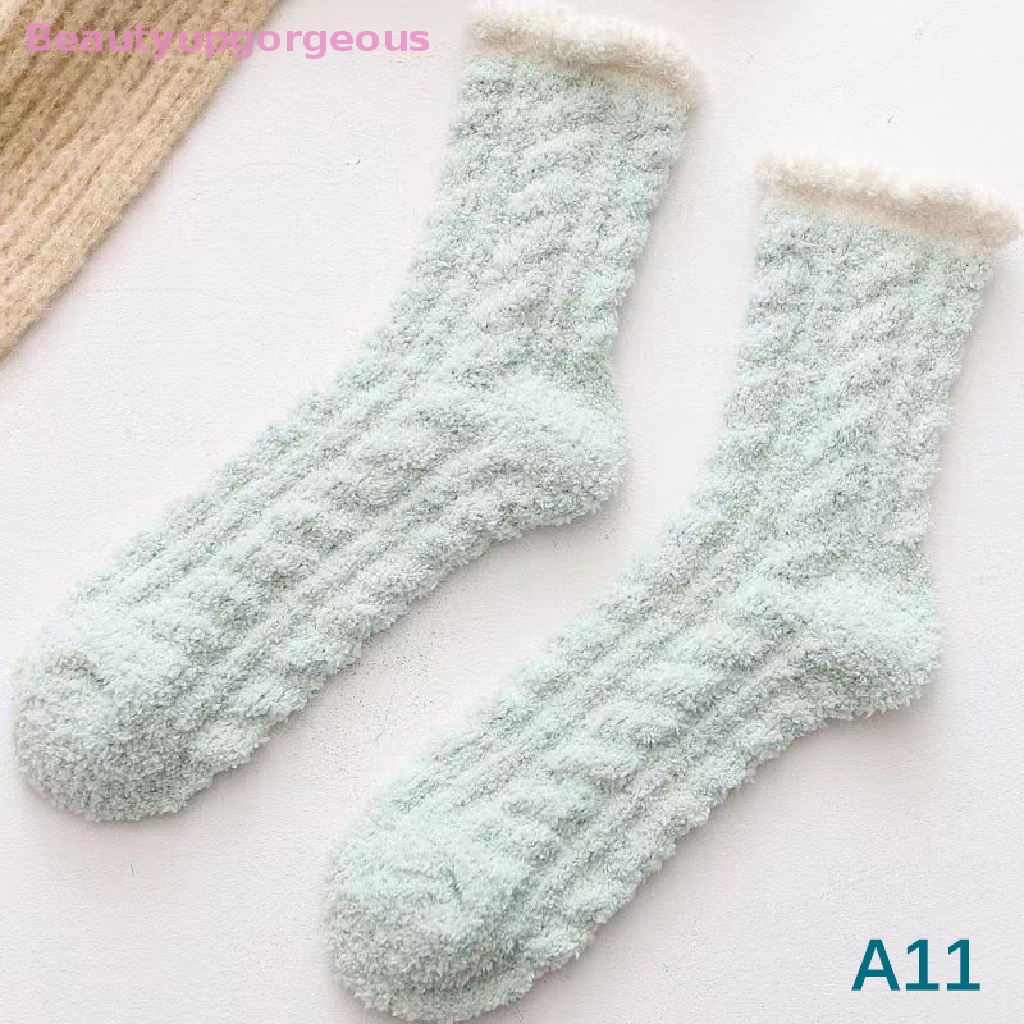 1 Đôi Vớ Lông Cừu San Hô Dày Giữ Ấm Chống Lạnh Màu Kẹo Thời Trang Mùa Đông Cho Nữ
