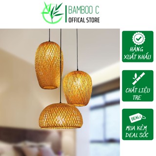 Combo đèn mây tre đan,đèn tre thả trần trang trí, đèn lồng mây tre đan
