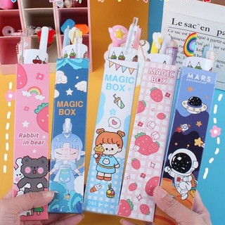 Hộp bút 5 chi tiết cute, set đồ dùng học tập 5 chi tiết