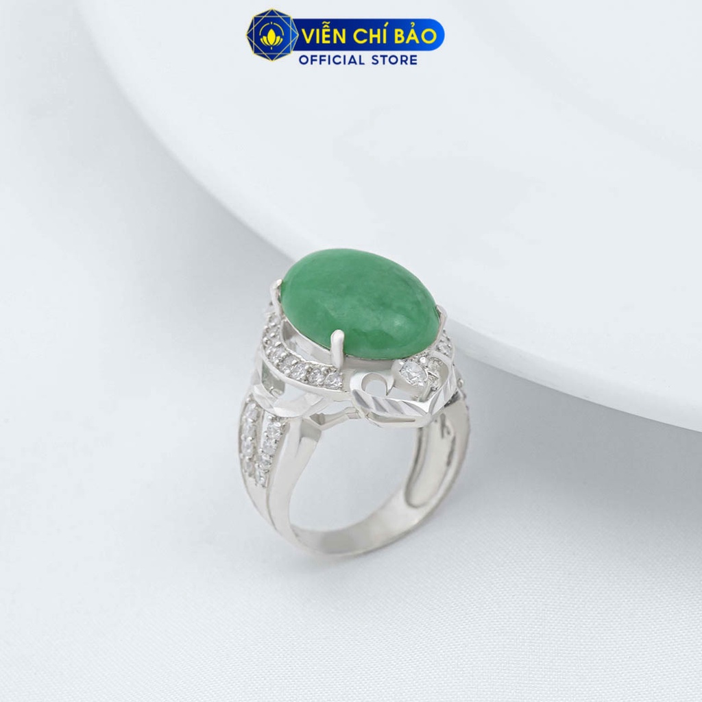 Nhẫn bạc nữ ngọc xanh chất liệu bạc 925 thời trang phụ kiện trang sức Viễn Chí Bảo N400504