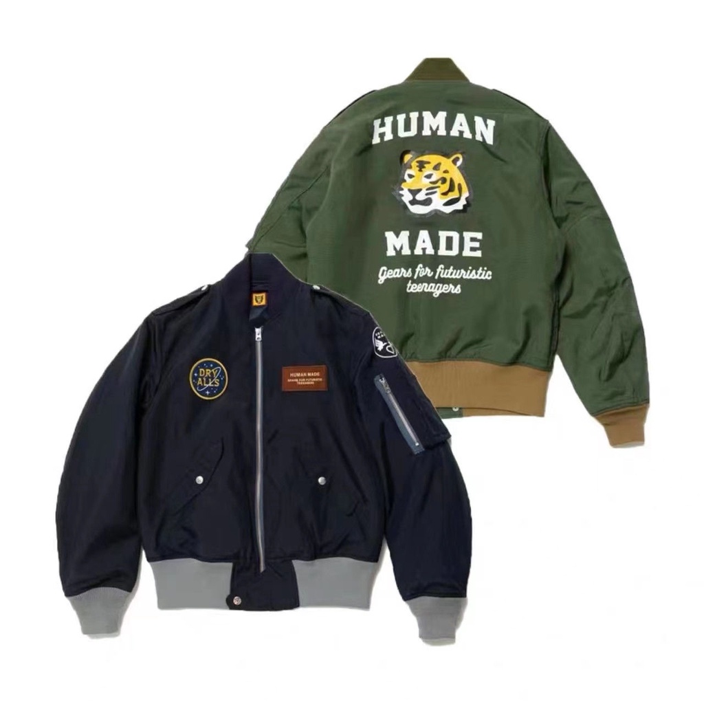 O26R HUMAN MADE BOMBER JACKET 22SS Tiger printed flight JACKET men's and women's autumn and winter JACKET