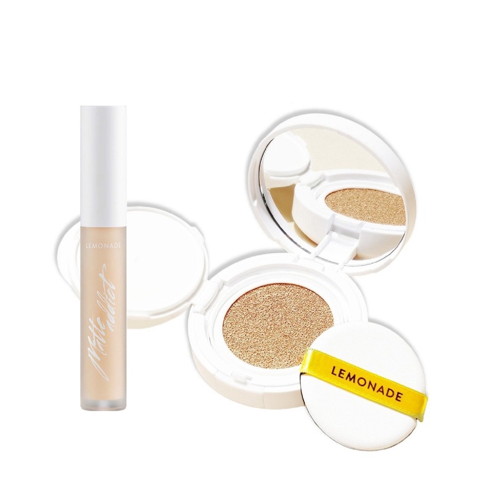 Combo Lemonade Phấn nước Matte Addict Cushion 15g và Kem che khuyết điểm Matte Addict Concealer 3g