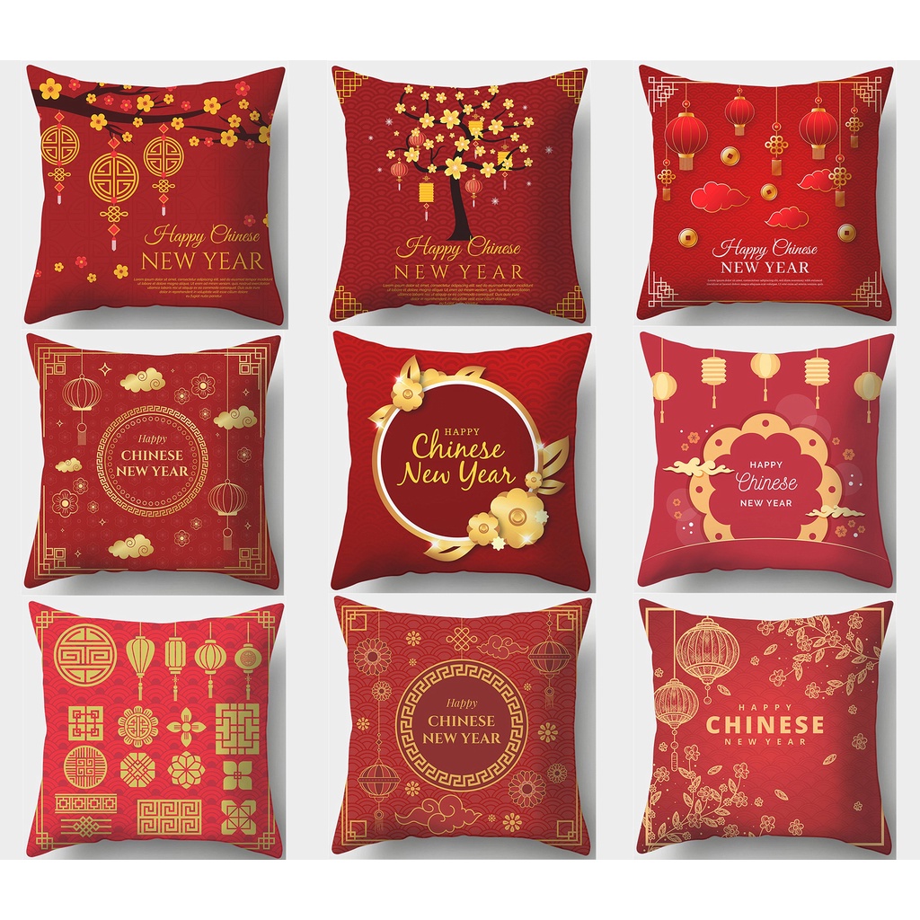 Vỏ Gối Màu Đỏ Mừng Năm Mới Kích Thước 70X70.60X60.50X50.45X45.40X40Vỏ Gối Đệm Trang Trí Cho Giường Ngủ