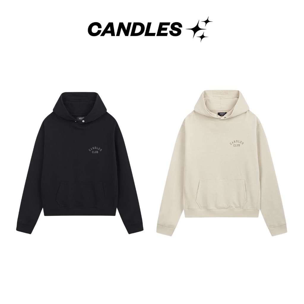 Áo hoodie nam nữ oversized CANDLES ESSENTIAL22 thiết kế cắt 2 bên sườn độc đáo nỉ chân cua 380gsm chính hãng