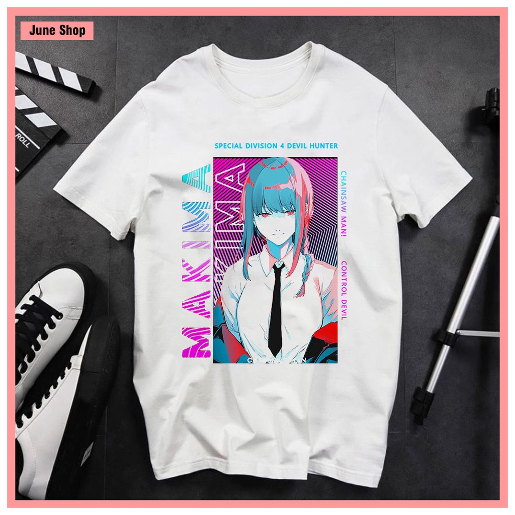 Áo Chainsaw Man, Áo thun Anime in hình Pochita, Power, Denji, Makima, Aki, chất cotton 4 chiều cực đẹp