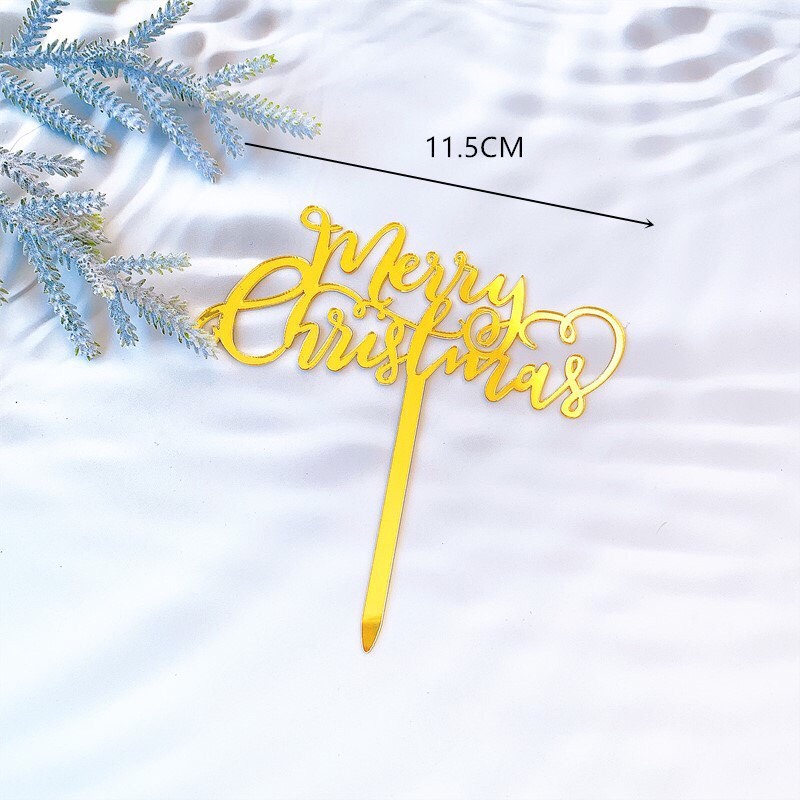 Que cắm mica, topper cake trang trí bánh chủ đề Noel/Christmas