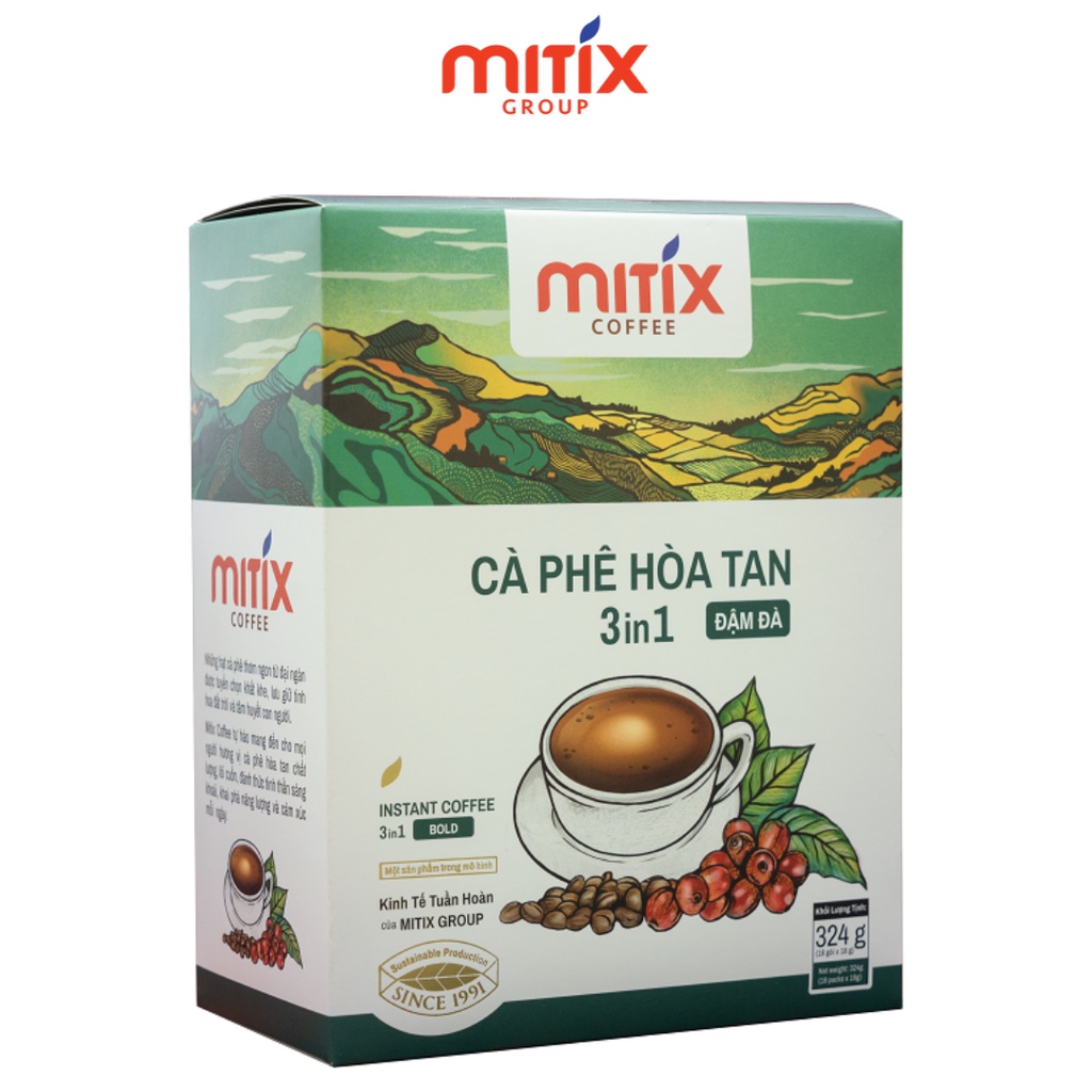 Cà phê hòa tan 3in1 Mitix Đậm Đà loại 324gr