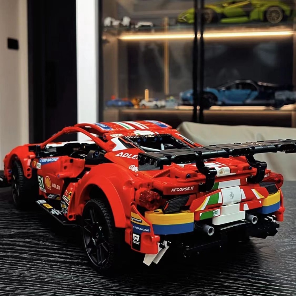 Đồ chơi giáo dục Lắp Ráp mô hình siêu xe Ferrari 488 Super racing car 1:10