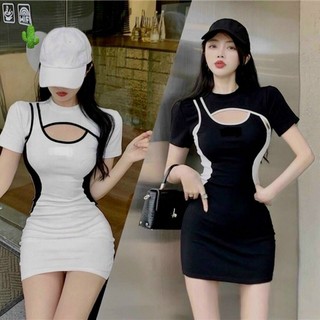 Đầm body thun borip cutout sport