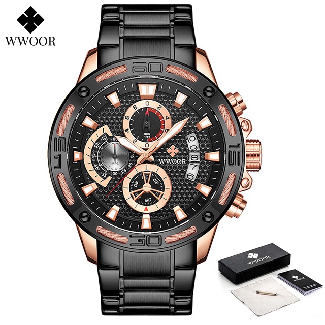 WWOOR Đồng Hồ Quartz Chống Thấm Nước  Kiểu Dáng Sang Trọng-8879