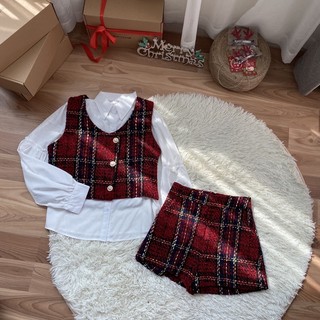 Set dạ kẻ đỏ