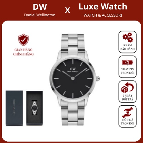 Đồng hồ Nam Nữ Daniel Welinton Iconic Link Vỏ Bạc Mặt Đen Fullbox - Luxe Watch