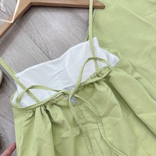 Đầm Maxi Suông Xanh Cốm 1 Túi