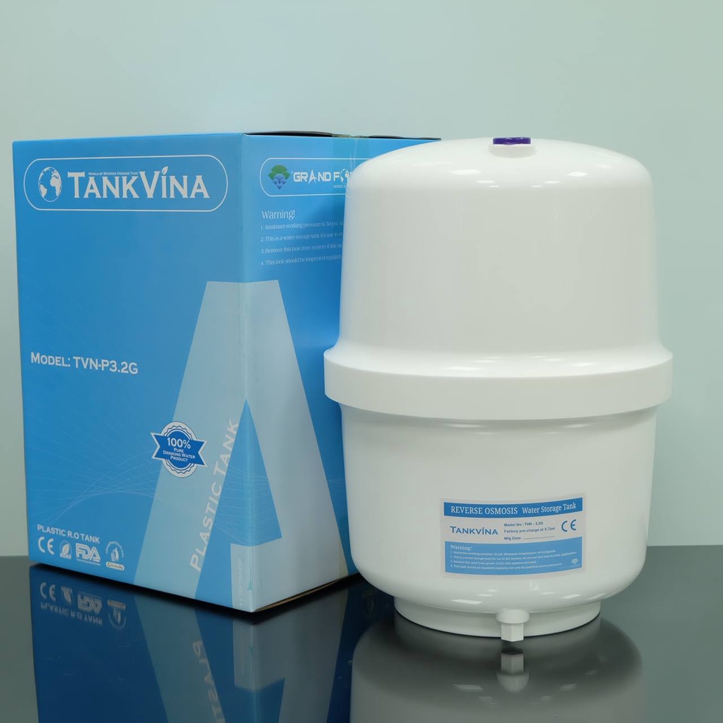 Bình áp máy lọc nước ro Tankvina 3.2G, bằng nhựa 8L cho tất cả các máy lọc nước RO