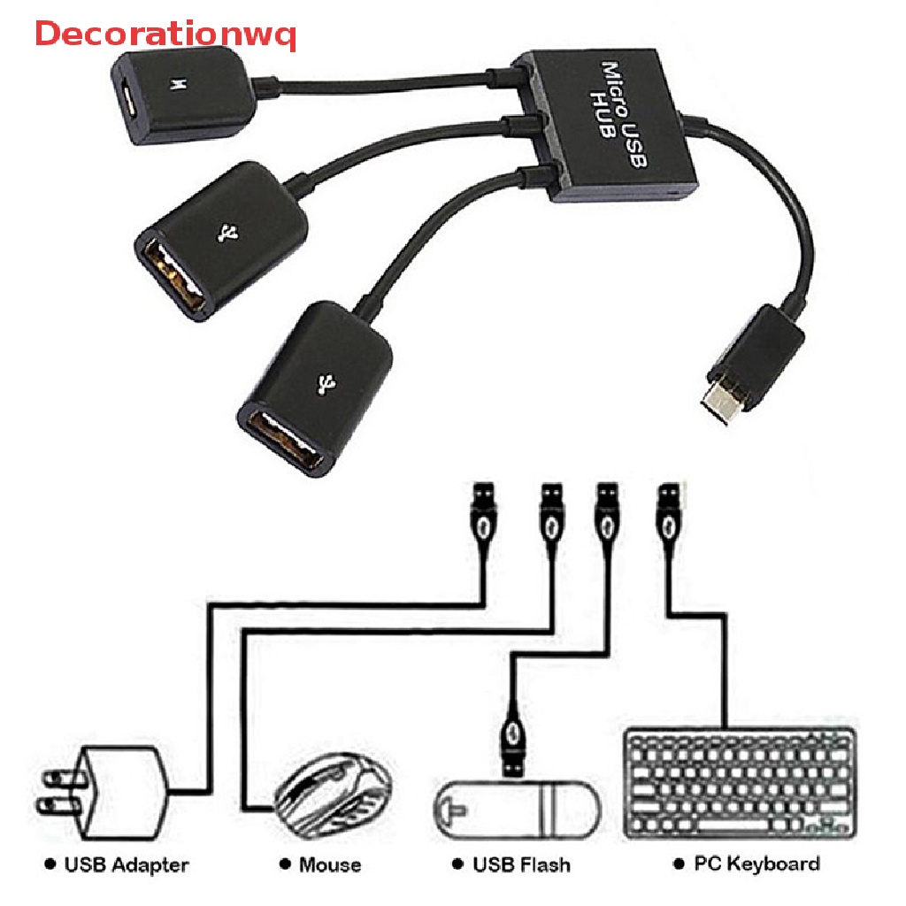Bộ Chia Cổng Micro USB Thành 2 OTG 3 Cổng Micro USB Type-C 3 Trong 1 Tiện Dụng Mới