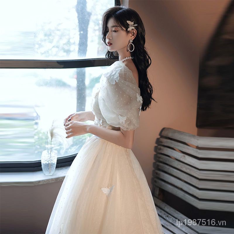 Đầm Dạ Hội Dáng Dài Màu Sắc Champagne Phong Cách Thời Trang Mùa Thu 2022 Y0Q4