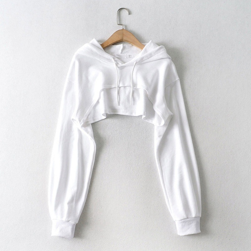 Hum Áo Croptop Tay Dài Dáng Rộng Màu Trơn Phong Cách harajuku hip hop Gợi Cảm Cho Nữ