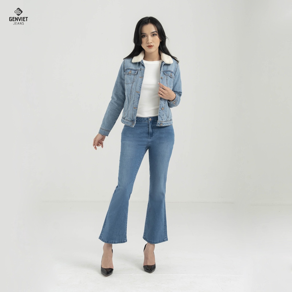 Áo Khoác Jeans Nữ Lót Lông Cừu Genviet TB124J8036