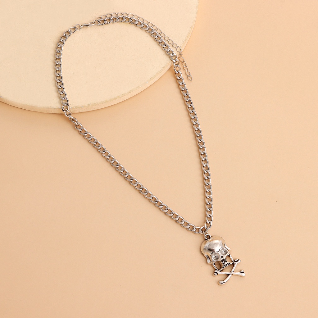 Vòng cổ Mặt Đầu Lâu Bằng Thép Không Gỉ Màu Sắc Phong Cách Hip Hop Cho Nữ