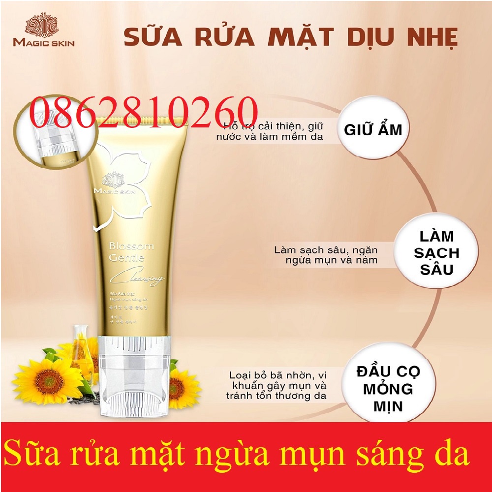Sữa rửa mặt dịu nhẹ MAGIC SKIN MAGICSKIN 👍 Blossom Gentle Cleansing 👍 NGỪA MỤN SÁNG DA ✔ CHÍNH HÃNG