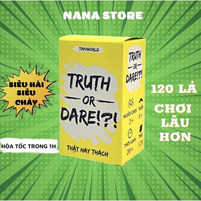 Bộ bài Truth or Dare Thách Hay Thật 120 Lá Cho Nhóm Bạn Tưng Bừng Trong Bữa Tiệc