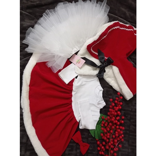 Đầm Nhung NOEL 🍓TIỆM CÔNG CHÚA NHỎ🍓 Váy Bà Già Noel Đỏ Chi Tiết cực ấm áp cho bé