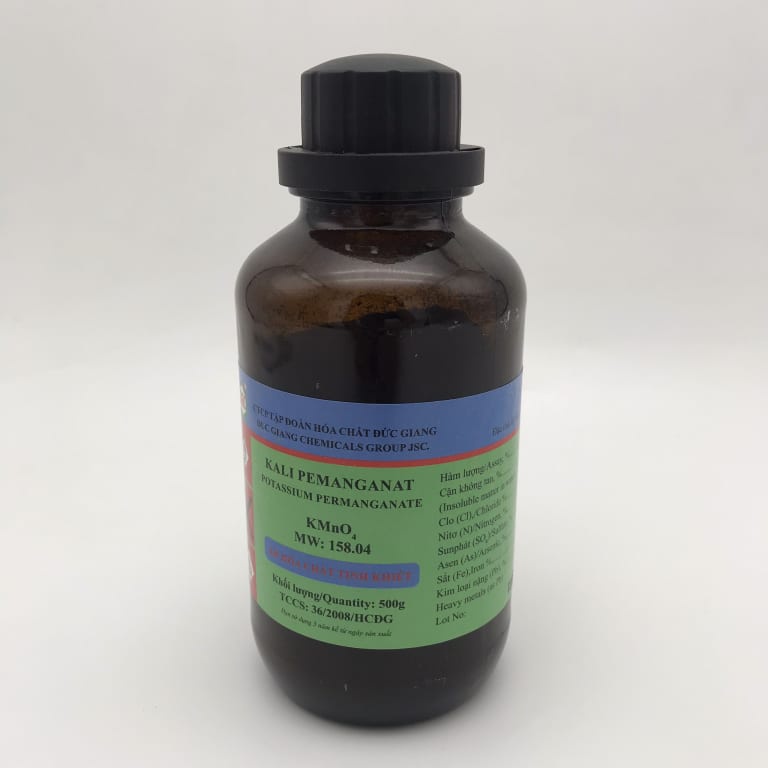 Hóa chất Potassium Permanganate (KMnO4, AR, Chai 500G, VN, Cas 7722-64-7)
