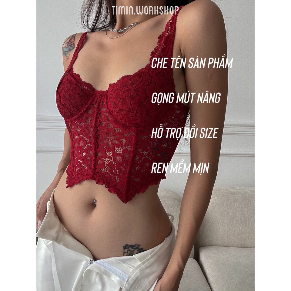 TM18 Áo Ngực Corset Ren Mềm Mại Có Gọng Mút Thiết Kế Timin