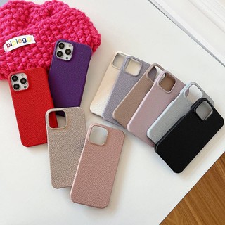 Ốp Da Hạt Litchi Cho iPhone 13 14 12 11 Pro Max Đáy Trống Cho Charing 10 Màu Cứng Chống Sốc