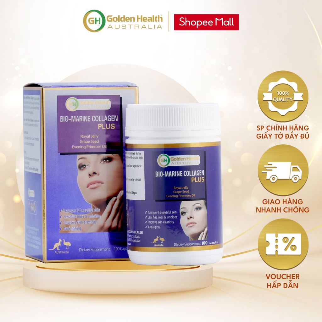 Viên uống đẹp da Bio-Marine Collagen Plus Golden Health Australia hộp 100 viên