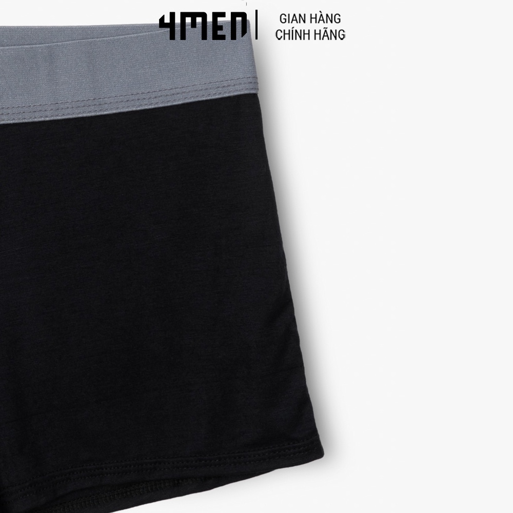 Quần boxer lưng xám 4MEN QL059 sịp đùi cotton, thấm mồ hôi, thoáng mát, mềm mại, co giãn thoải mái, kháng khuẩn