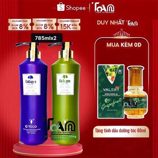 Bộ Dầu Gội - Dầu Xả Toco Collagen Chống Rụng Kích Thích Mọc Tóc 785ml