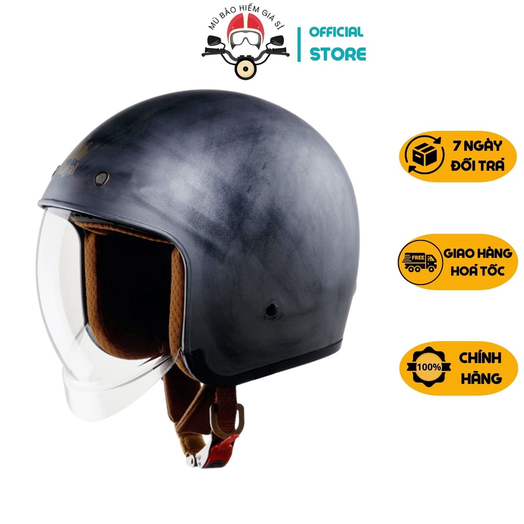 MŨ BẢO HIỂM ROYAL M139 KÍNH ÂM 3/4 ĐẦU size  MẦU ĐEN BÓNG V10