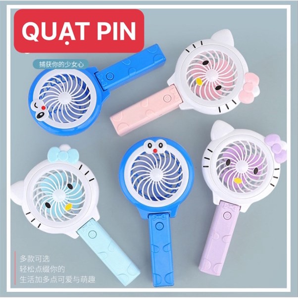 Đồ chơi quạt máy cầm tay pin tiểu AA cho bé Doreamon, Kitty