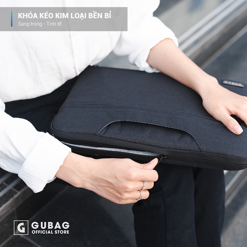 Túi chống sốc laptop có quai xách Gu Bag, nhiều ngăn, đệm dày, lót nhung, phù hợp nhiều dòng laptop