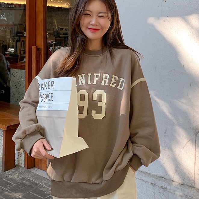 Áo sweater SUXI tay dài dáng rộng phong cách vintage trẻ trung thời trang dành cho nữ