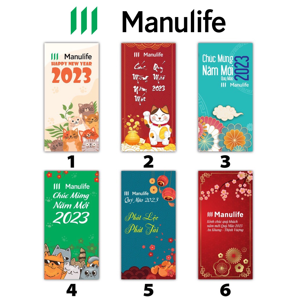 Bao Lì xì Manulife, Lì xì tết 2023, Lì xì đẹp(mix màu tùy ý)