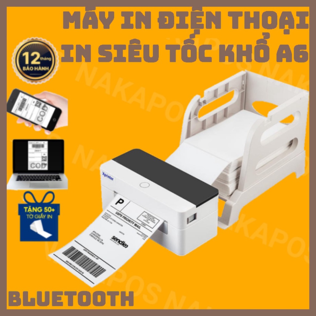 MÁY IN ĐƠN HÀNG TRÊN ĐIỆN THOẠI IN BLUETOOTH KHỔ A6, IN MÃ VẠCH, IN TEM NHÃN IN NHIỆT