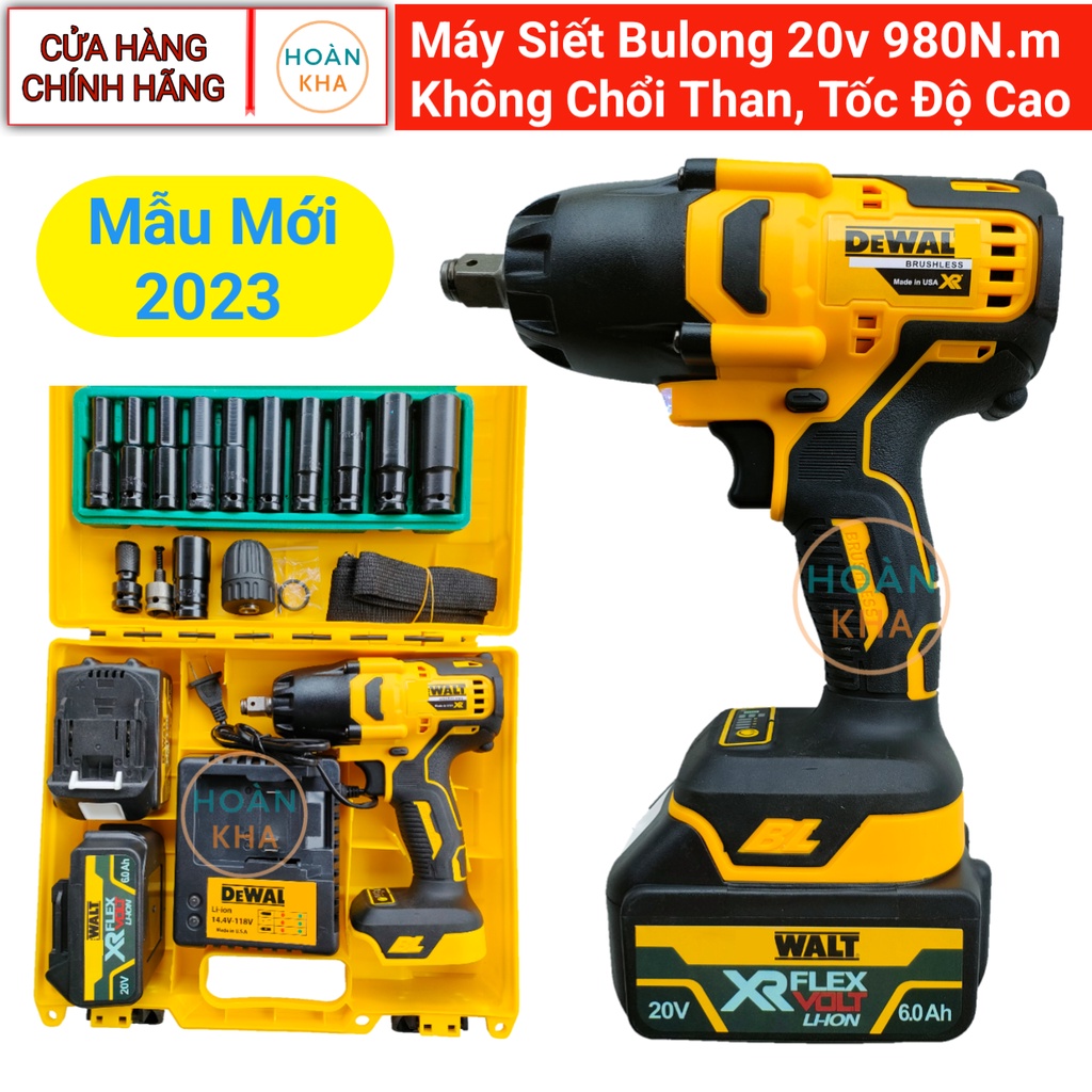 Máy siết bulong pin 20v 980N.m, không chổi than, lực siết mạnh, tốc độ cao