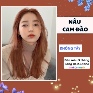 Thuốc Nhuộm Tóc Màu NÂU CAM ĐÀO . Combo thuốc nhuộm tóc tại nhà tặng kèm Oxy