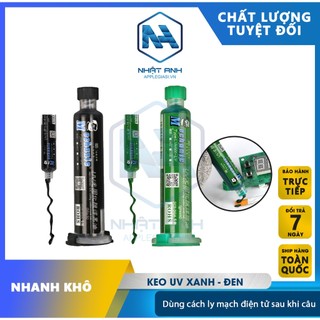 Keo UV xanh hoặc đen, combo keo UV và đèn sấy khô (đèn loại tốt), keo UV dùng để cách ly mạch điẹn tử sau khi câu