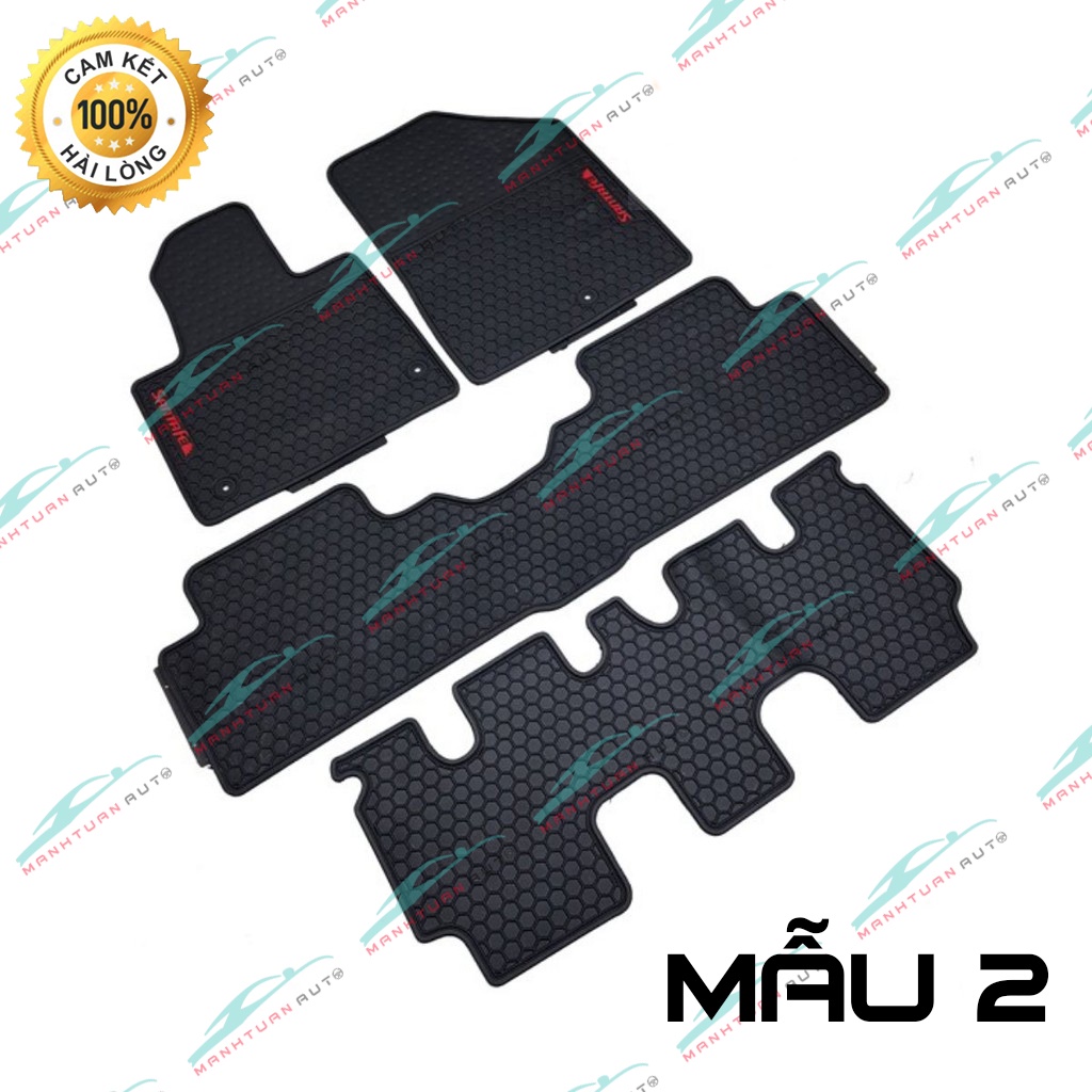 Thảm sàn, Lót Sàn Cao Su Xe Hyundai SANTAFE 2015-2021, Sàn Cao Su Đúc tổ ong hàng cao cấp
