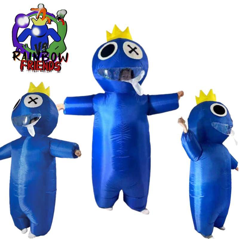 Trang phục bơm hơi hóa trang quái vật Drool màu xanh dương trong game Roblox Rainbow Friends cho người lớn và trẻ em