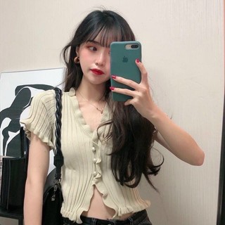ÁO CROPTOP NÚT PHỐI REN BÁNH BÈO XINH XINH TNC999
