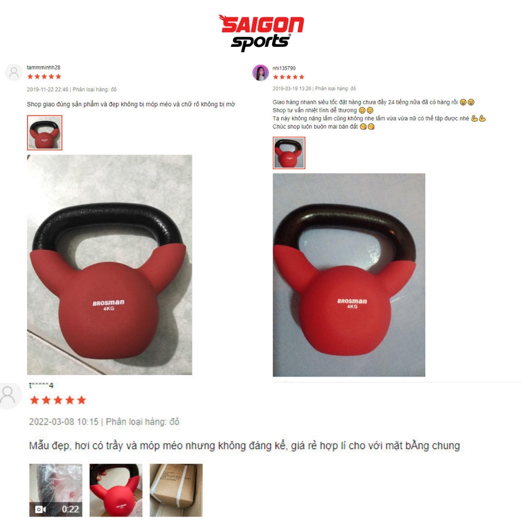 Tạ quai sách, tạ ấm BROSMAN 6kg tập Squats tập mông đùi tập gym tại nhà chính hãng giá tốt - SAIGON SPORT