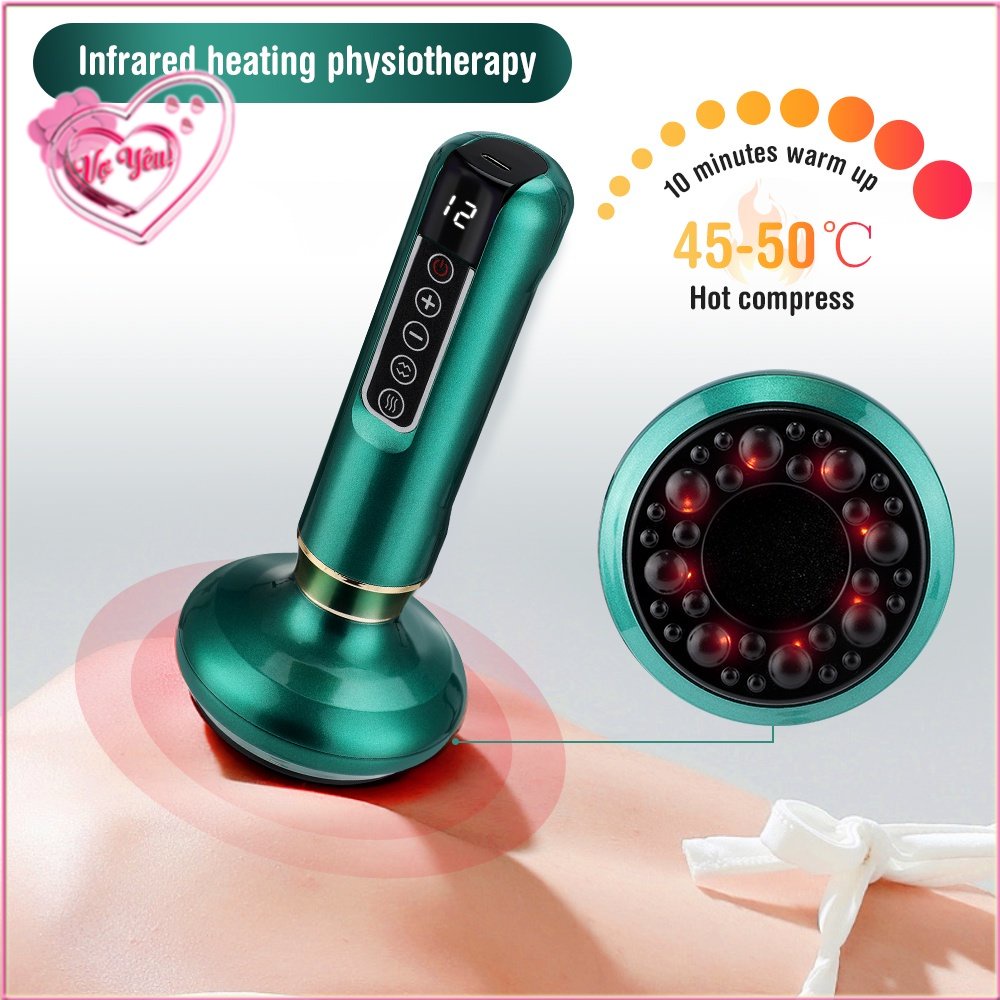 Máy giác hơi, cạo gió, mát xa, massage hiệu quả xài pin sạc tích hợp trên máy, 12 mức độ, có màn hình LED hiển thị