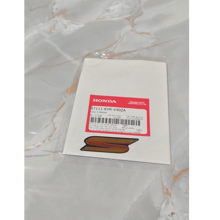 Tem chữ S 60mm nhỏ HONDA WAVE S100.