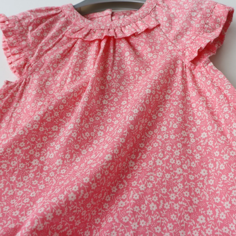 Áo váy sơ sinh bé gái C&A ngắn tay màu hồng 3-9 tháng tuổi xuất dư