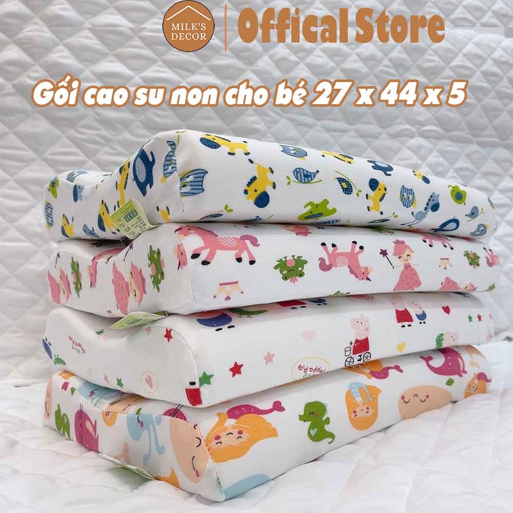 Gối cao su non cho bé tự nhiên cao cấp có thiết kế lượn sóng và có lỗ thoáng khí giao hình ngẫu nhiên