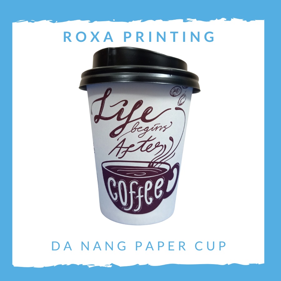 Set 50 Ly giấy cà phê in hình có nắp nhiều size